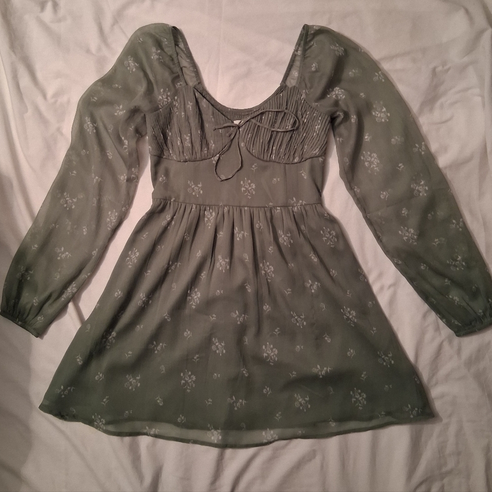Hollister Sage Floral Mini Dress